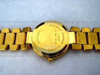 Ladies Movado SERENADE Diamond Black Dial Gold Bracelet Swiss Quartz 