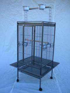 BIRD PARROT WROUGHT IRON CAGE PLAYTOP 24x22x64 Antique Silver  