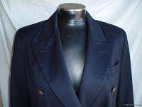 Peterman 100% wool navy blue double breast crested button blazer 