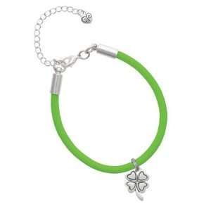   Four Leaf Clover Charm on a Hot Green Malibu Charm Bracelet Jewelry
