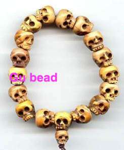 Tibetan Jewelry Carved Skull Bead Stretch Bracelet  