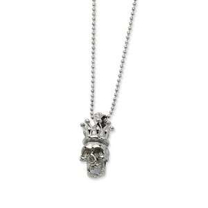    Polished Stainless Steel Skull Crown Pendant Necklace Jewelry