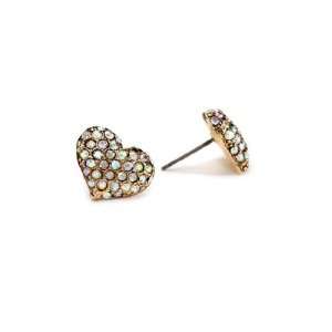  Betsey Johnson Iconic Perfectly Pave Heart Stud Earrings 