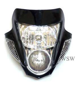   Black Streetfighter Motorcycle Headlight Head Light Lamp Custom  