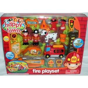  Happy Town Fire Truck Fireman Play Set with Mat Toys 