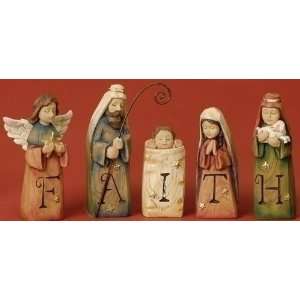   of 2 Woodworks Faith 5 Piece Christmas Nativity Sets