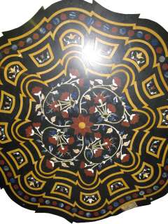 Floral Carved Black Marble Table Top 47x47  
