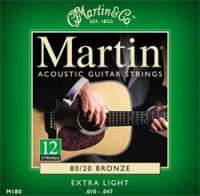 MARTIN M180 12 STRING ACOUSTIC GUITAR STRINGS   X LIGHT  