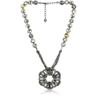 Carolee Midnight Express Hematite Tone Ornate Pendant Necklace 
