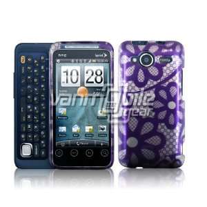  HTC EVO Shift   Purple Silver Daisies Design Hard 2 Pc Plastic Case 