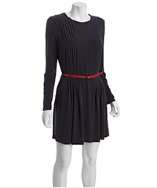 Calvin Klein charcoal pleated long sleeve belted dress style 