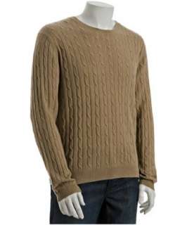 Harrison camel cable knit cashmere crewneck sweater  BLUEFLY up to 70 