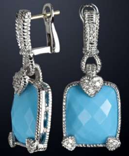 Judith Ripka turquoise and diamond drop earrings   