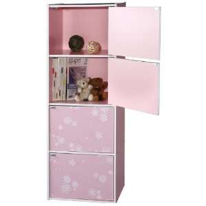  4 level Solid Wood Organizer with Doors in Pink