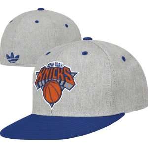  New York Knicks Grey adidas Originals Basic Logo Flat Brim 