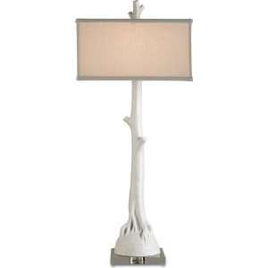   Table Lamp, White Finish with Off White Linen Shade