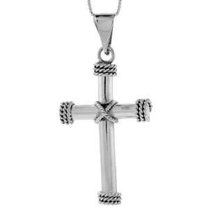  Sterling Silver 2 Large Tubular Cross Pendant Jewelry