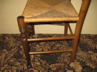 Ethan Allen Antiqued Old Tavern Pine Ladderback Caned Side Chair 