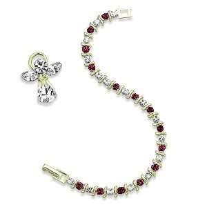   S Curve Crystal July Birthstone Bracelet and Angel Pin Jewelry