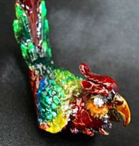   Metal Multicolored Parrot with White Jeweled Eyes Ring Holder  
