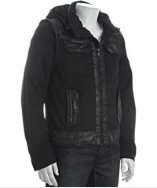 Rogue black hooded oil cloth detail jacket style# 316697101