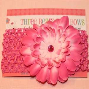  Pink Silk Flower with Hot Pink Headband Beauty