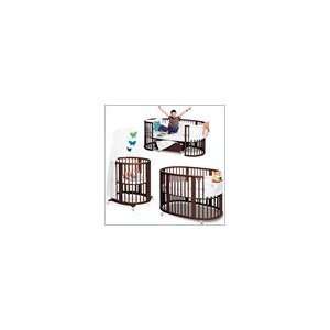   Complete Bassinet, Crib and Junior Bed Set in Walnut With Mattresses