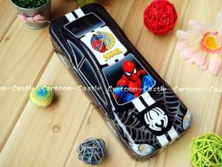 Spiderman Car Three tier Pen Pencil Case Box Black 3641  