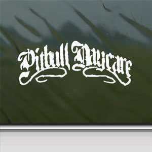  Pitbull Daycare White Sticker Metal Band Laptop Vinyl 