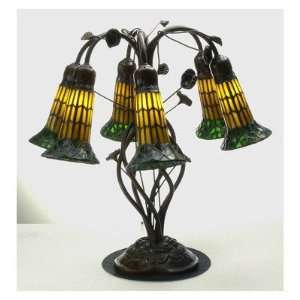 Meyda Tiffany 102415 Six Light Table Lamp, Mahogany Bronze Finish with 