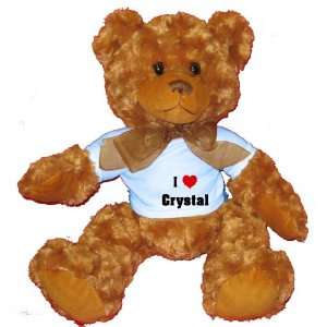   Love/Heart Crystal Plush Teddy Bear with BLUE T Shirt: Toys & Games