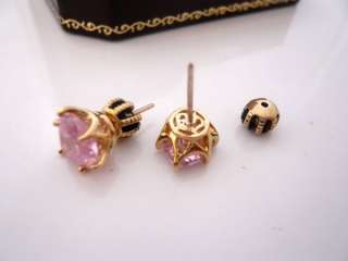 Auth Juicy Couture Heart Princess Stud Earrings Pink  