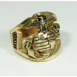  Custom Solid 14k Yellow Gold Marine Corps Ring with Your 