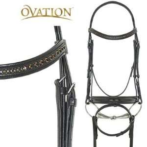 Ovation Patent Leather Crystal Browband Bridle Black, Oversize  