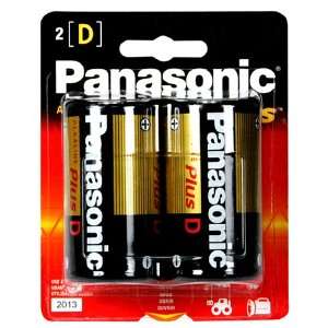 Panasonic Alkaline Plus Batteries, D Size, 2 Count Batteries (Pack of 