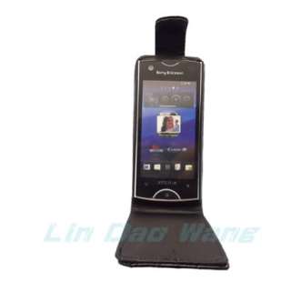 Black Leather Case Cover Pouch + LCD Film For SONY Ericsson Xperia Ray 