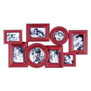    Wilco Imports Eight Picture Collage Wood Frame Red