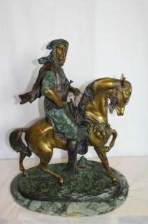 Arab Men on the Horse Bronze Sculpture by French Artist Antoine Louis 