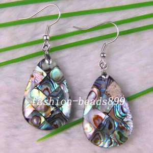 New Zealand Abalone Shell Dangle Earrings U124  