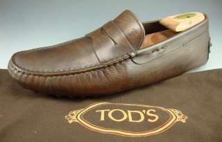 TODS GOMINI DRIVING SHOES MENS 9 HAND FINISHED BROWN US 10 EU 43 $425 