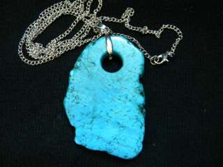   colored Howlite PENDANT / NECKLACE on a 36 silver metal chain #1
