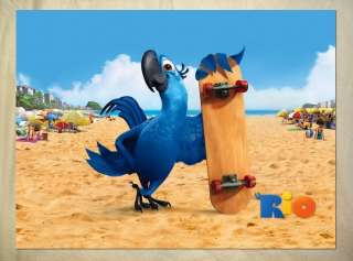 AE113 cartoons RIO Blu parrot skateboard beach POSTER  