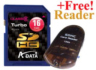 16GB ADATA Turbo SDHC Class6 Memory Card 16 Go + Reader  
