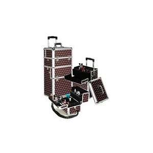  Professional Rolling Makeup Case 29 Brown Pink Polka Dots 