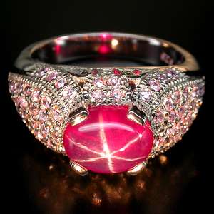 AMAZING TOP CHATUM STAR RUBY,SAPPHIRE 925 SILVER RING  