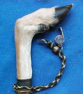 rare twisty Hickory DEER FOOT/hoof walking stick/cane  