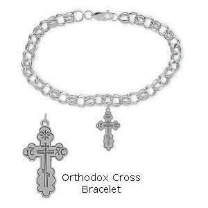  Sterling Silver Orthodox Cross Religious Charm Bracelet Jewelry