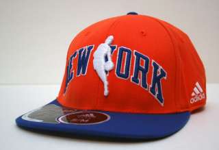 New York Knicks NBA Adidas Flat Bill Flex Cap Team Color Blue/Orange 
