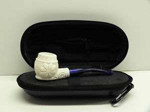 Small Meerschaum Pipe & Case Flower Floral Tobacco Pipe  