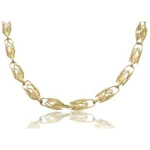  14K Solid Yellow Gold Marquise Chain Necklace 8.0 mm Wide 